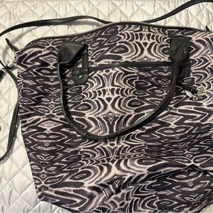 Stella & Dot Black and Light Gray Abstract Print Tote
